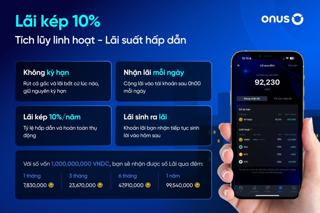 Nhận lãi kép với mức sinh lời hấp dẫn ngay tại ONUS