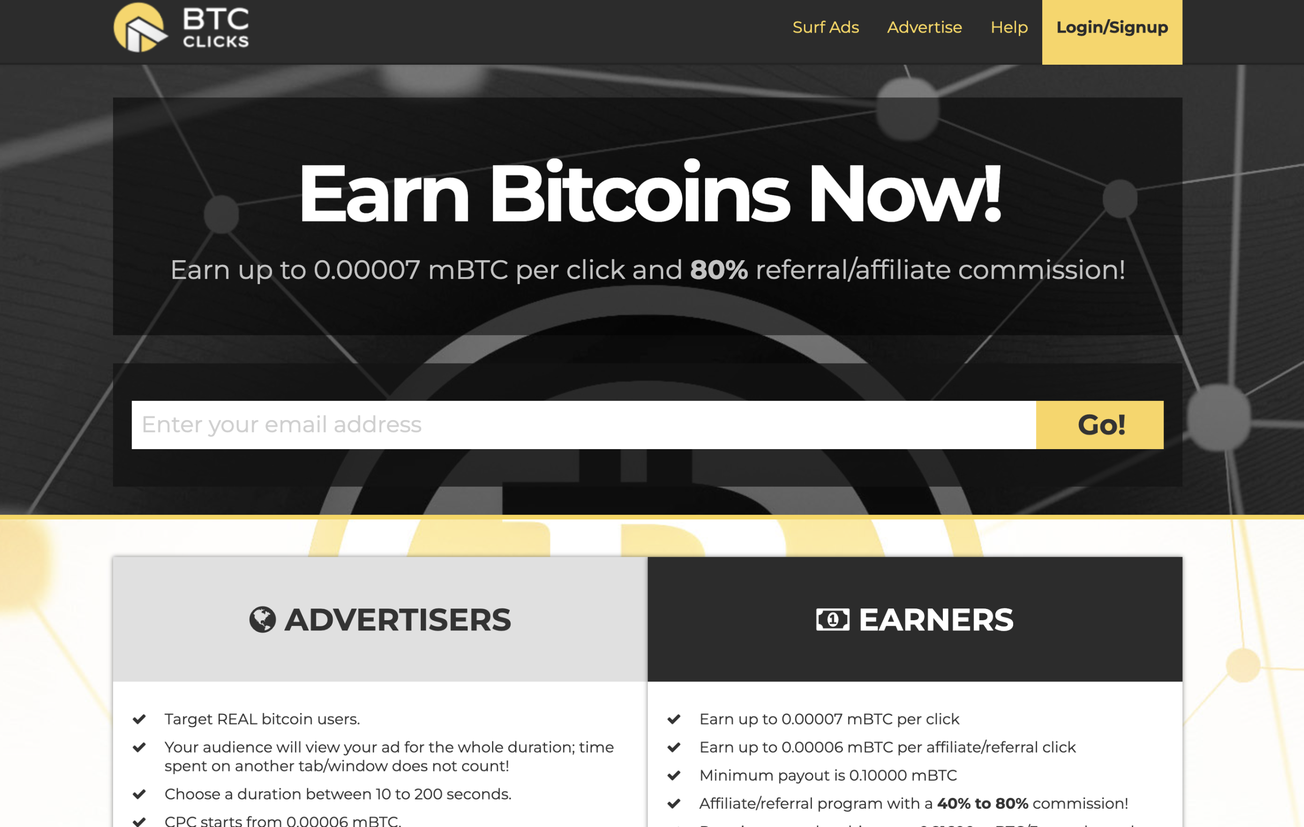 BTCClicks - Nền tảng Paid-To-Click (PTC) cho phép người dùng kiếm Bitcoin