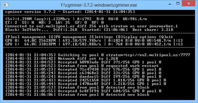 CGMiner - Phần mềm đào Bitcoin mã nguồn mở