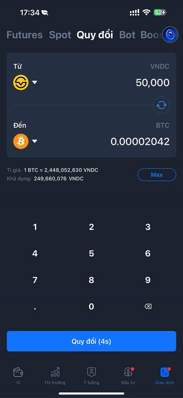 Cách mua/bán, kiếm tiền với BTC trên ONUS