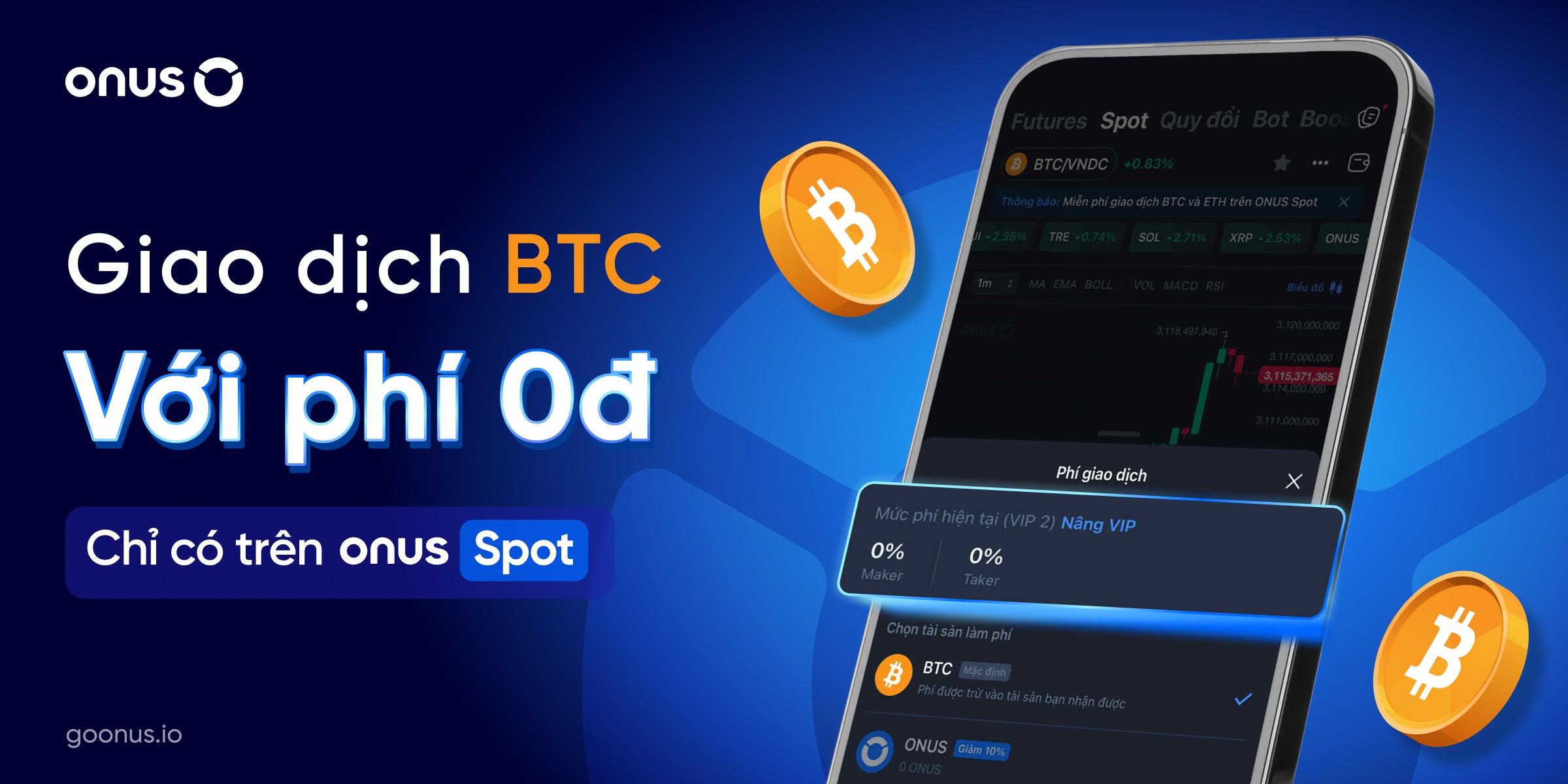 giao dịch btc miễn phí trên onus spot - giá bitcoin hôm nay
