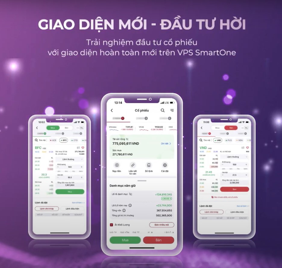 giao diện app VPS - top 10 sàn giao dịch chứng khoán việt nam