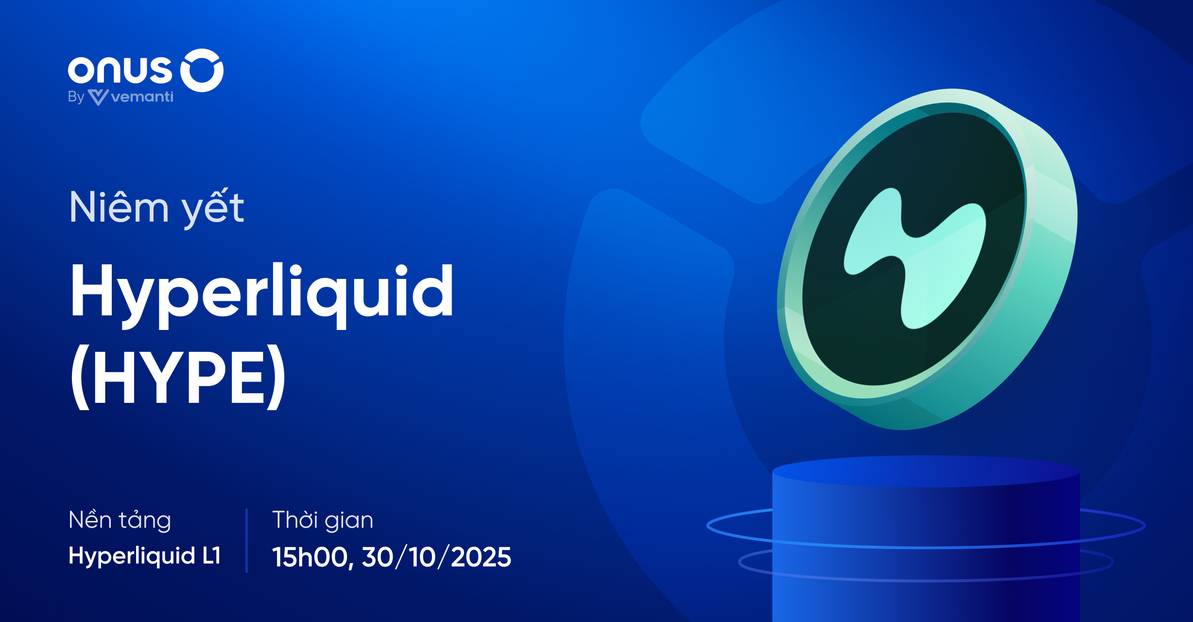 Niêm yết Hyperliquid (HYPE) trên ứng dụng ONUS